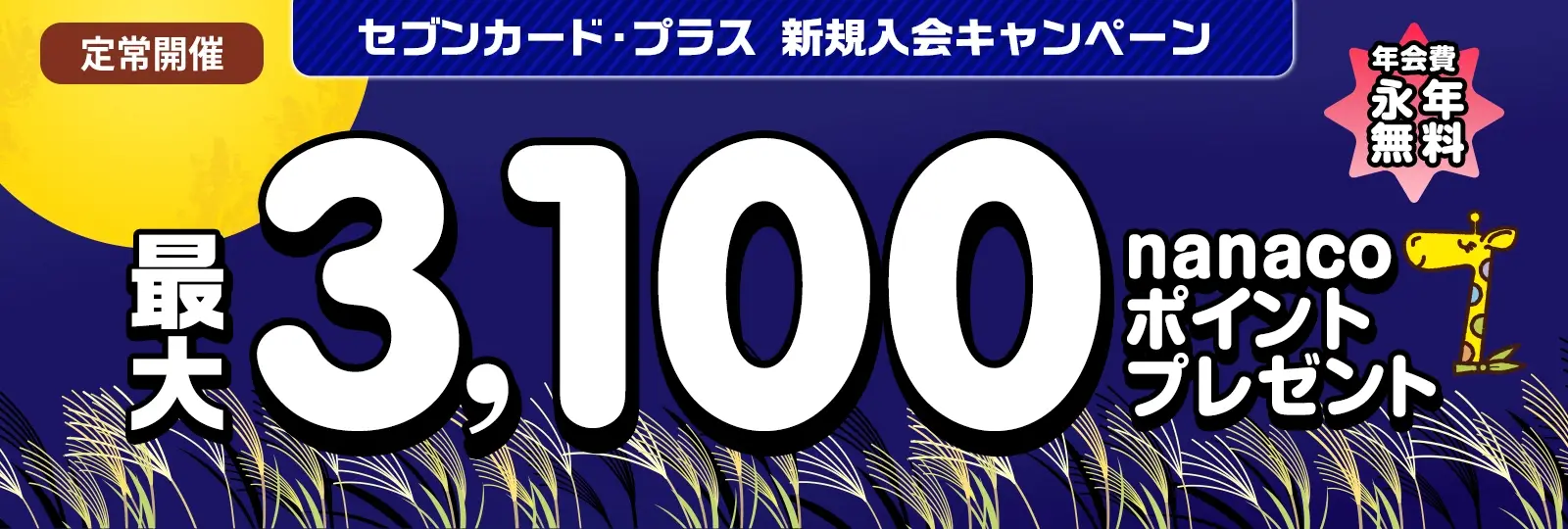 セブンカード・プラスの入会キャンペーンがお得！2024年10月1日（火）まで最大3,100nanacoポイントプレゼント