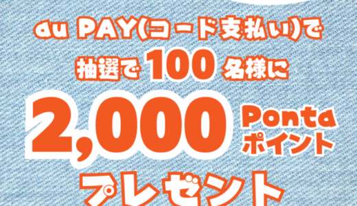 新冠郡新冠町でau PAY（auペイ）がお得！2024年10月21日（月）まで抽選で2,000Pontaポイントプレゼント