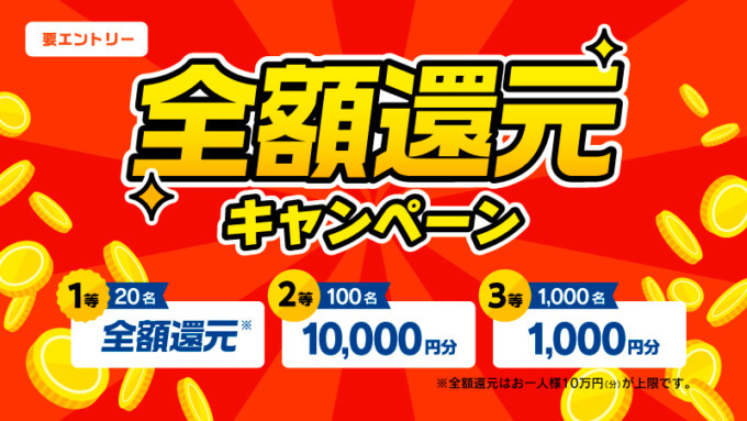 ポケットカード 全額還元キャンペーンが開催中！2024年9月1日（日）まで1等最大全額還元