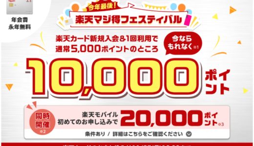 楽天カードは学生でも作れる！2024年11月25日（月）まで10,000ポイント新規入会&利用キャンペーンが開催中【超超超激レアイベント】