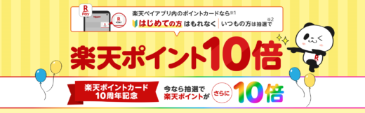 楽天ペイBIGボーナスが開催中！2024年11月1日（金）まで楽天ポイント10倍【今なら抽選でさらに10倍】