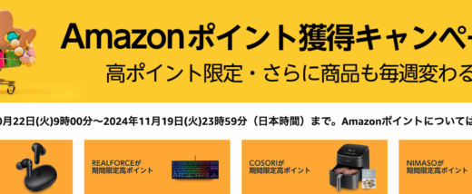 Amazon ポイント獲得キャンペーンが開催中！2024年11月19日（火）まで商品も毎週変わる