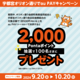 宇都宮オリオン通り×au PAY（auペイ）キャンペーンが開催中！2024年10月20日（日）まで抽選で2,000Pontaポイントプレゼント