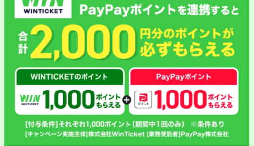 PayPay WINTICKET新規登録キャンペーンが開催中！2024年11月16日（土）まで合計2,000円分のポイントもらえる