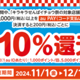 キラキラせんばイチョウ祭（せんば心斎橋筋商店街）×au PAY（auペイ）キャンペーンが開催中！2024年12月1日（日）まで最大Pontaポイント10%還元