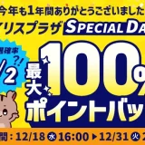 アイリスプラザ SPECIAL DAYS（スペシャルデイズ）が開催中！2024年12月31日（火）まで最大100%ポイントバック