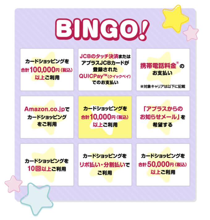 アプラスカード BINGOキャンペーン【JCB会員限定】が開催中！2025年3月31日（月）まで最大10万円相当分ポイントプレゼント