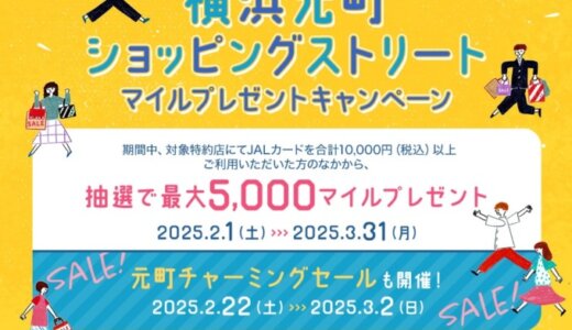 JALカード特約店「横浜元町ショッピングストリート」マイルプレゼントキャンペーンが開催中！2025年3月31日（月）まで